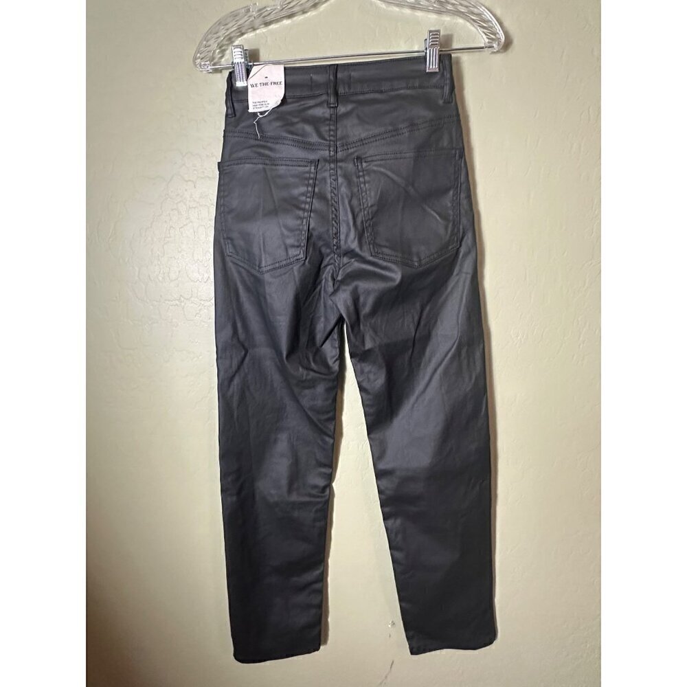 New We The Free Pacifica High Rise Slim Coated Pleather? Pants SZ 24 - Picture 2 of 4
